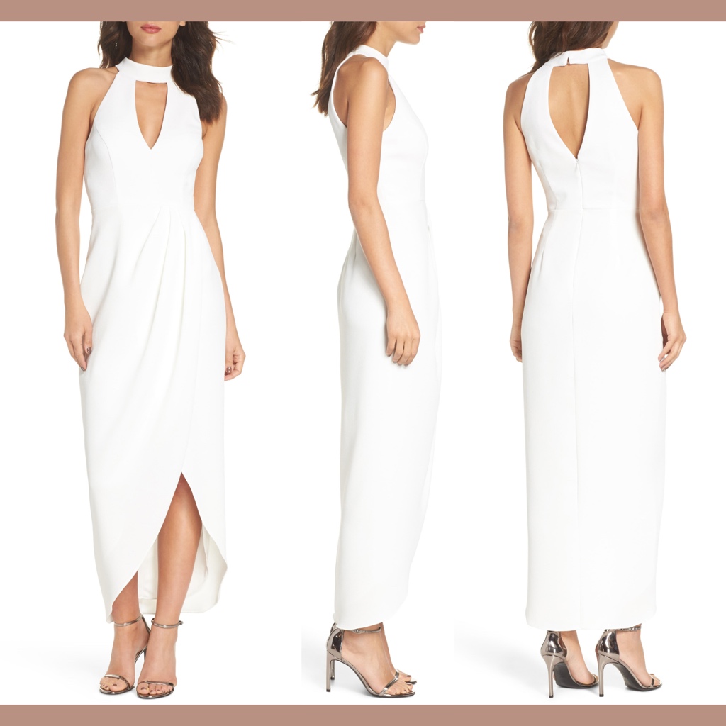 Euc $178 Xscape Choker Halter Faux Wrap Dress In Ivory [Sz 10 ] #F546